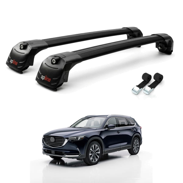 AUTOAXORY Roof Rack Cross Bars Compatible with Mazda CX-80 2024-2025, For Flush Roof Rail, 2 Bars with Two Tie Down Straps
