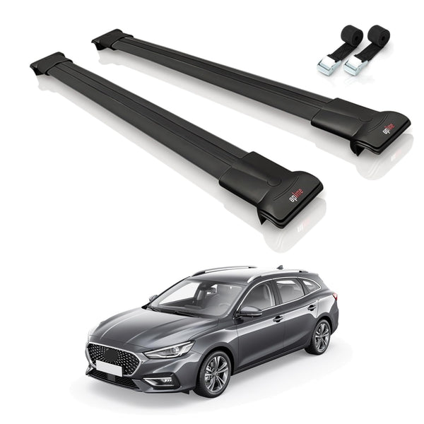 AUTOAXORY Roof Rack Cross Bars Compatible with MG 5 EV 2022-2025, For Raised Roof Rails, 2 Bars with Two Tie Down Straps