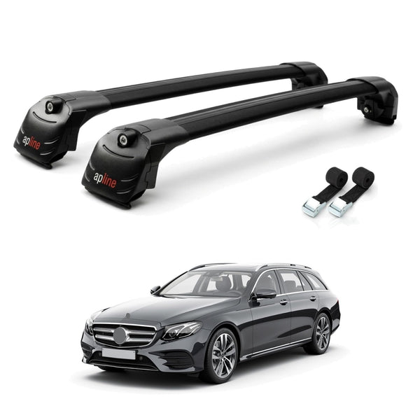 AUTOAXORY Roof Rack Cross Bars Compatible with Mercedes E Class S213 2017-2023, For Flush Roof Rail, 2 Bars with Two Tie Down Straps