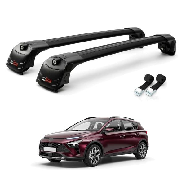 AUTOAXORY Roof Rack Cross Bars Compatible with Hyundai Bayon (BC3) 2021-2025, Aluminium, Fit Flush Roof Rail, 2 Bars with Two Tie Down Straps