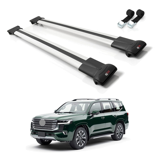 AUTOAXORY Roof Rack Cross Bars Compatible with Toyota Land Cruiser (J300) 2022-2025, For Raised Roof Rails, 2 Bars with Two Tie Down Straps