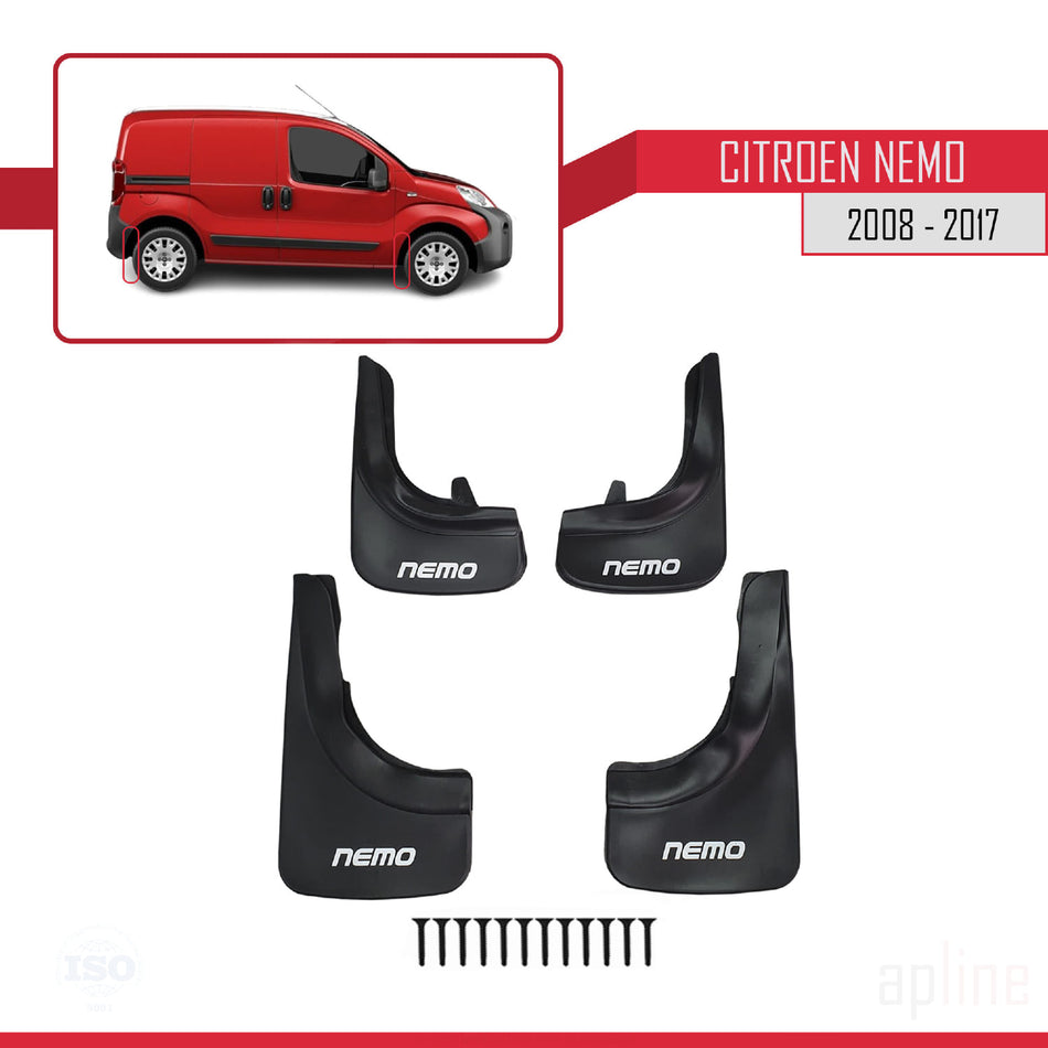 Citroen Nemo 3 (225) 2008-2017 Mudguards Vehicle Front Rear Set 4 Pcs Black