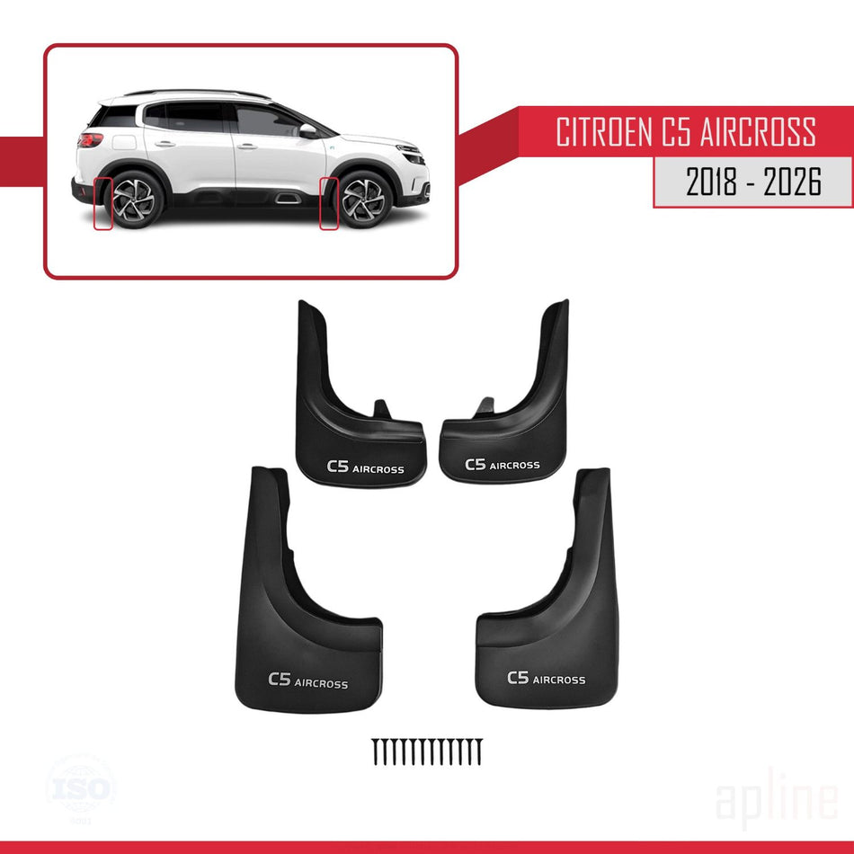 Citroen C5 Aircross 2018-2026 Mudguards Vehicle Front Rear Set 4 Pcs Black