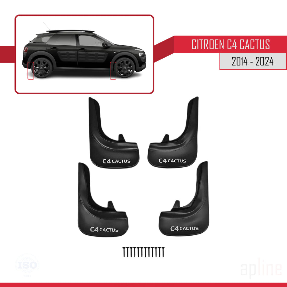 Citroen C4 Cactus 2014-2021 Mudguards Vehicle Front Rear Set 4 Pcs Black