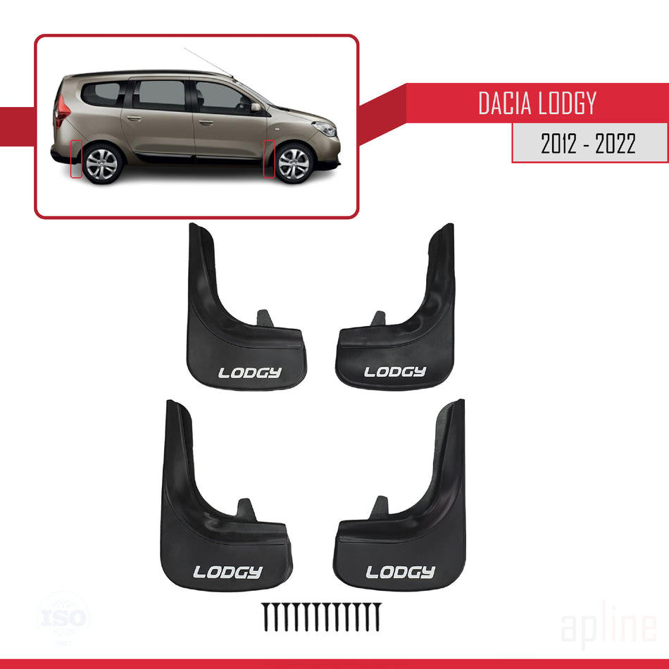 Dacia Lodgy (J92) 2012-2022 Mudguards Vehicle Front Rear Set 4 Pcs Black