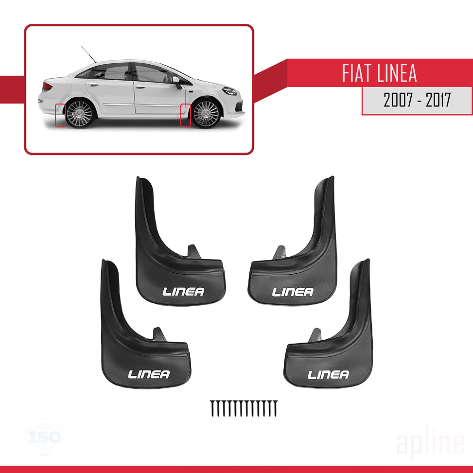 Fiat Linea (323) 2007-2016 Mudguards Vehicle Front Rear Set 4 Pcs Black