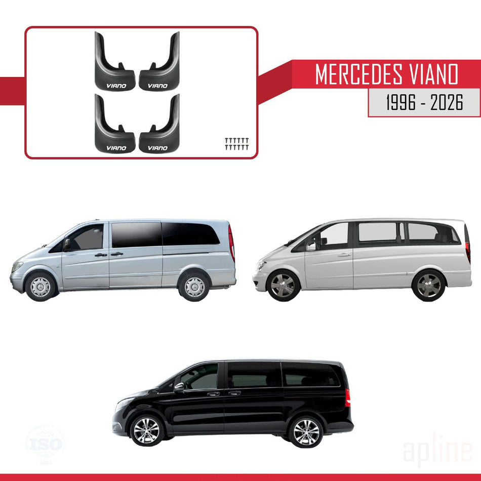 Mercedes Viano 1996-2026 Mudguards Vehicle Front Rear Set 4 Pcs Black