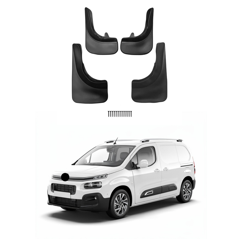 Universal Mud Flaps For Citroen Berlingo 1996-2026 Mudflaps Splash Guards Mudguards, Front Rear Set of 4, Black