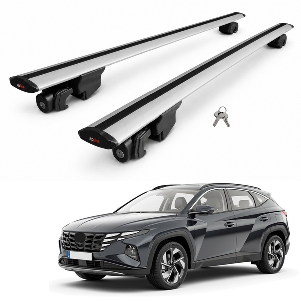 AUTOAXORY Roof Rack Bars Compatible with Hyundai Tucson 4 (NX4) 2022-2025, Flush Rail Fit, Lockable Aluminium Cross Bars, Silver, 2 Bars