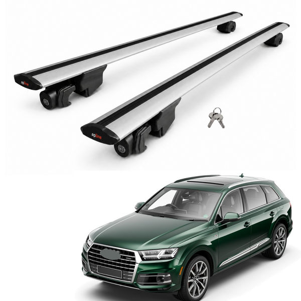 AUTOAXORY Roof Rack Bars Compatible with Audi Q7 (4M) 2016-2025, Flush Rail Fit, Lockable Aluminium Cross Bars, Silver, 2 Bars