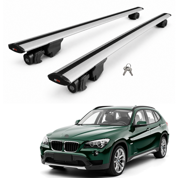AUTOAXORY Roof Rack Bars Compatible with BMW X1 (E84) 2010-2015, Flush Rail Fit, Lockable Aluminium Cross Bars, Silver, 2 Bars
