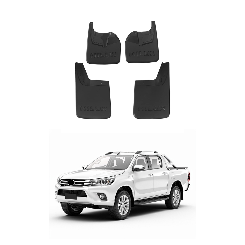 Universal Mud Flaps For Toyota Hilux 8 (AN130) 2015-2026 Mudflaps Splash Guards Mudguards, Front Rear Set of 4, Black
