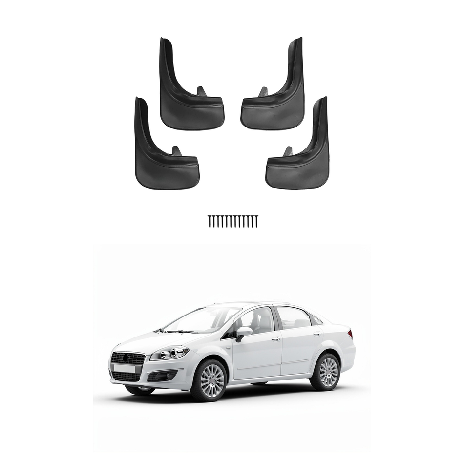 Universal Mud Flaps For Fiat Linea (323) 2007-2016 Mudflaps Splash Guards Mudguards, Front Rear Set of 4, Black