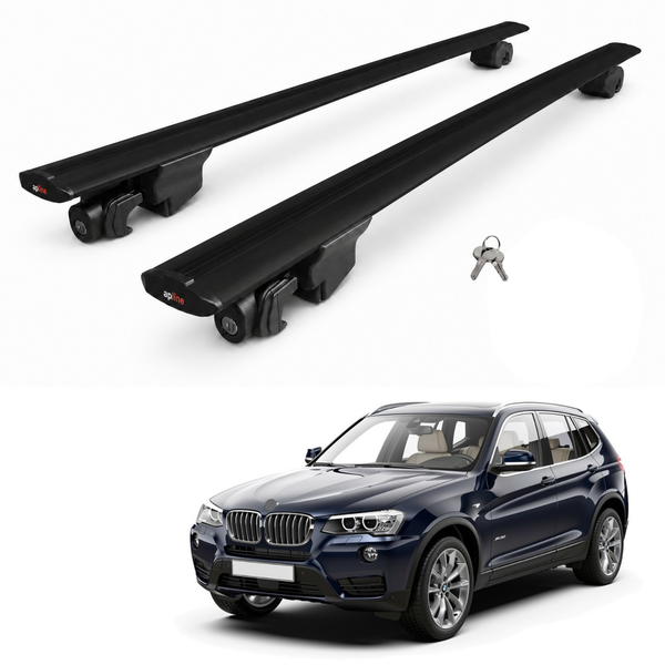 AUTOAXORY Roof Rack Bars Compatible with BMW X3 (F25) 2011-2017, Flush Rail Fit, Lockable Aluminium Cross Bars, Black, 2 Bars