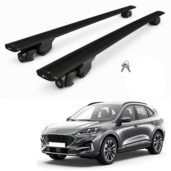 AUTOAXORY Roof Rack Bars Compatible with Ford Kuga 3 (CX482) 2020-2025, Flush Rail Fit, Lockable Aluminium Cross Bars, Black, 2 Bars