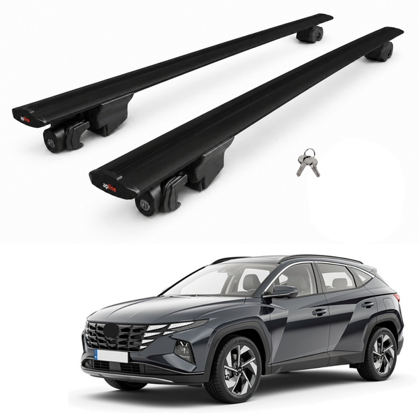 AUTOAXORY Roof Rack Bars Compatible with Hyundai Tucson 4 (NX4) 2022-2025, Flush Rail Fit, Lockable Aluminium Cross Bars, Black, 2 Bars