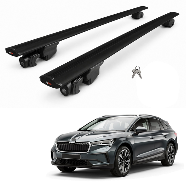 AUTOAXORY Roof Rack Bars Compatible with Skoda Enyaq 2021-2025, Flush Rail Fit, Lockable Aluminium Cross Bars, Black, 2 Bars