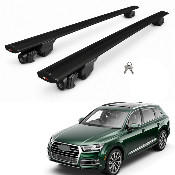 AUTOAXORY Roof Rack Bars Compatible with Audi Q7 (4M) 2016-2025, Flush Rail Fit, Lockable Aluminium Cross Bars, Black, 2 Bars
