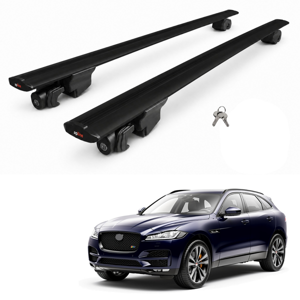 AUTOAXORY Roof Rack Bars Compatible with Jaguar F-Pace (X761) 2016-2025, Flush Rail Fit, Lockable Aluminium Cross Bars, Black, 2 Bars