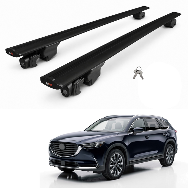 AUTOAXORY Roof Rack Bars Compatible with Mazda CX-80 2024-2025, Flush Rail Fit, Lockable Aluminium Cross Bars, Black, 2 Bars