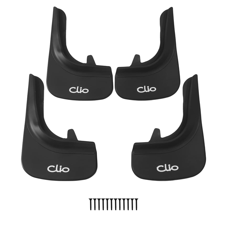 Renault Clio 1998-2026 Mudguards Vehicle Front Rear Set 4 Pcs Black