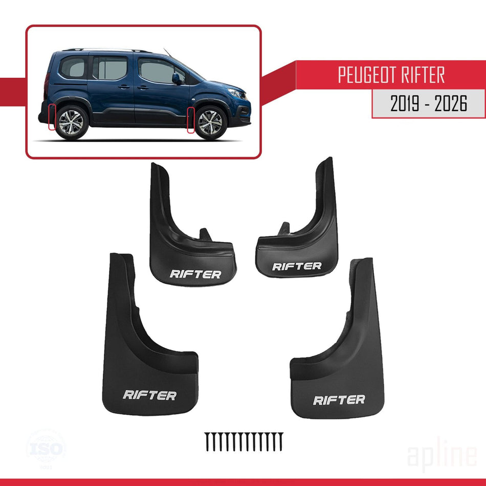 Peugeot Rifter 2019-2026 Mudguards Vehicle Front Rear Set 4 Pcs Black