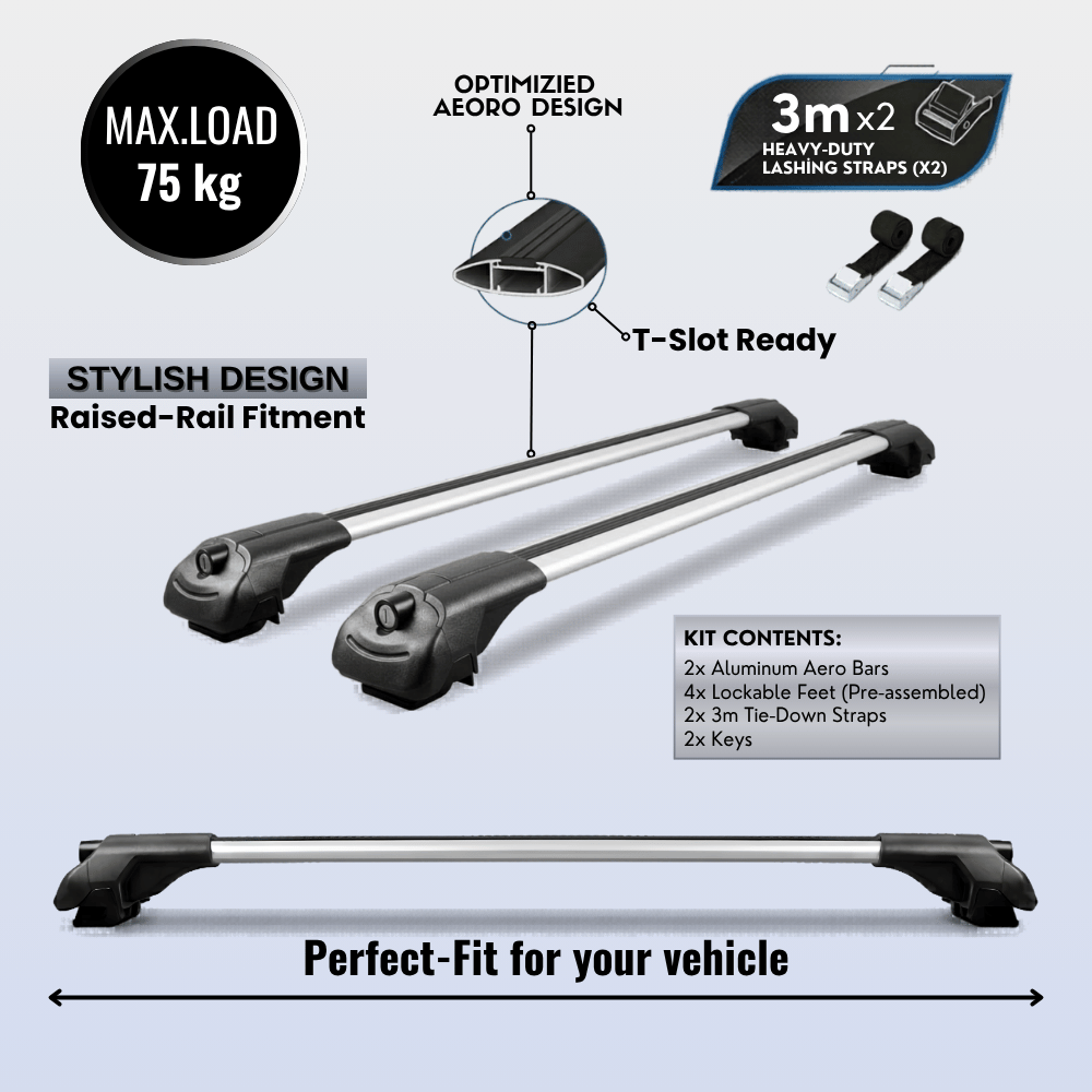 Roof Bars Compatible with Citroen C3 Picasso 2009-2017, Grey, 2 Bars with Straps.