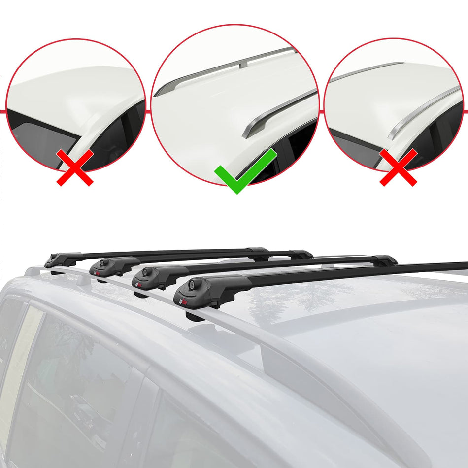 Volkswagen Caddy 3 (2K) 2011-2015 ACE-1 Car Roof Rack Cross Bar Black Aluminium 4 Bars