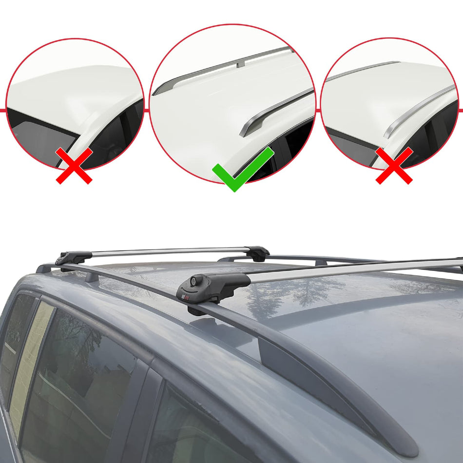 Volkswagen Golf Sportvan 2014-2017 ACE-1 Car Roof Rack Cross Bar Grey Aluminium 2 Bars