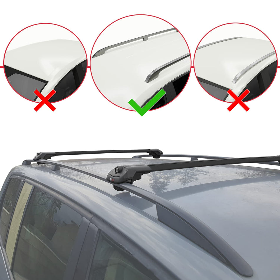 Volkswagen Sharan 2 (7N) 2010-2022 ACE-1 Car Roof Rack Cross Bar Black Aluminium 2 Bars