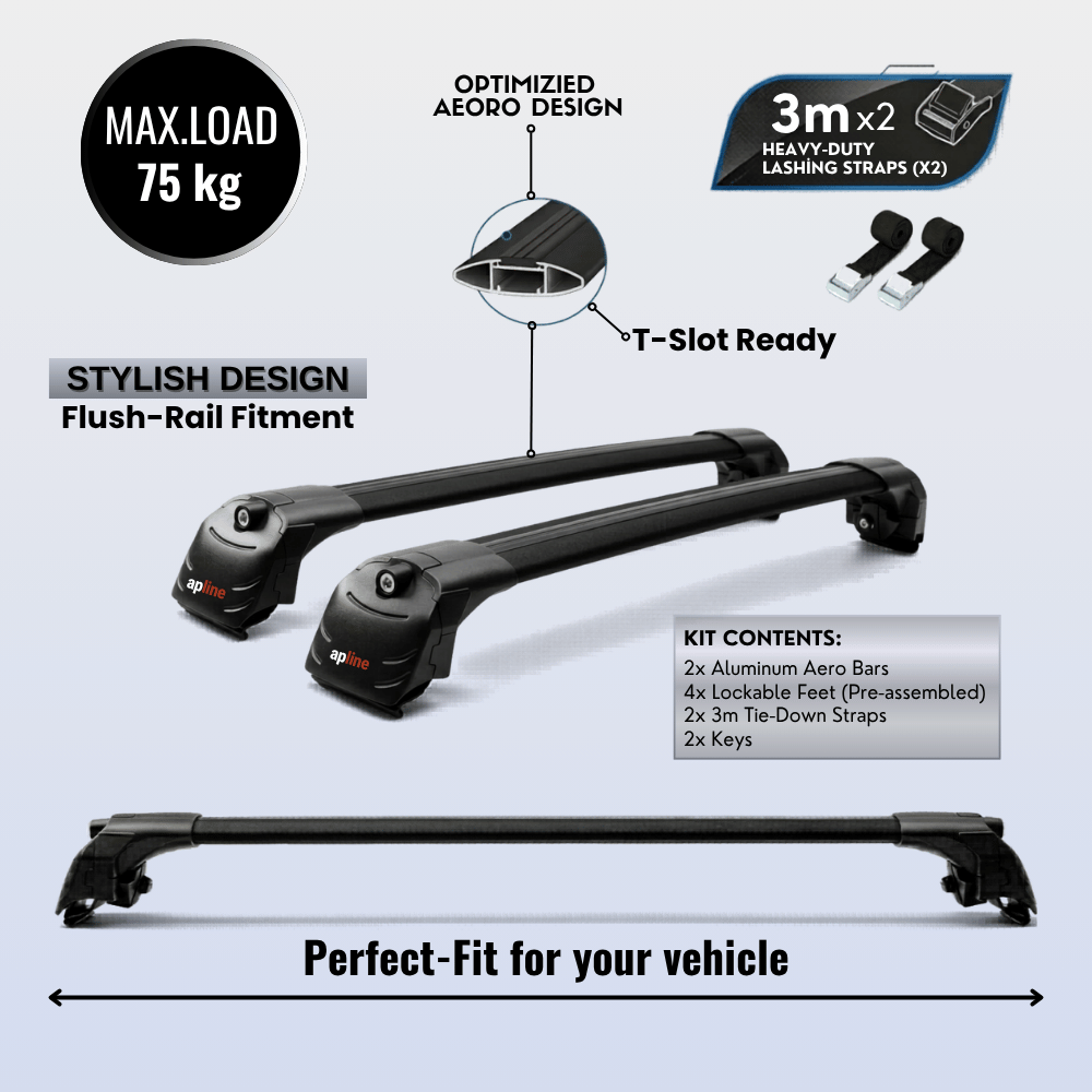 Roof Bars Compatible with BMW 2 Series (F45) Active Tourer 2014-2021, Black, 2 Bars with Straps