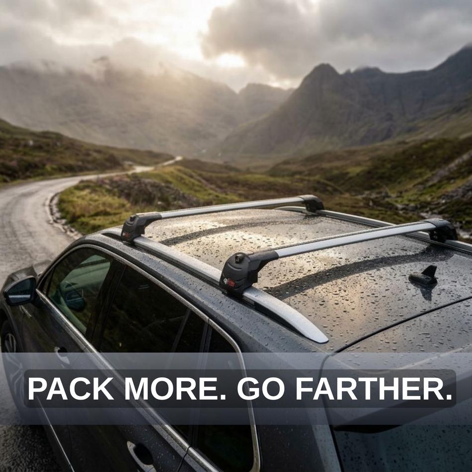 Roof Rack Cross Bars Compatible with Mercedes E-Class Estate 2024-2025, For Flush Roof Rail, Grey, 2 Bars with Two Tie Down Straps