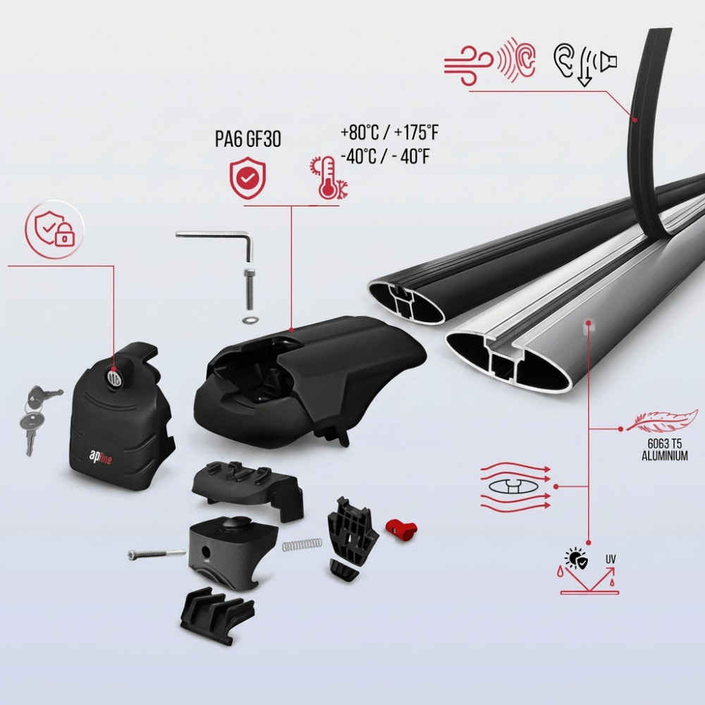Roof Bars Compatible with Ford Escape 4 (CX482) 2020-2025, Grey, 2 Bars with Straps