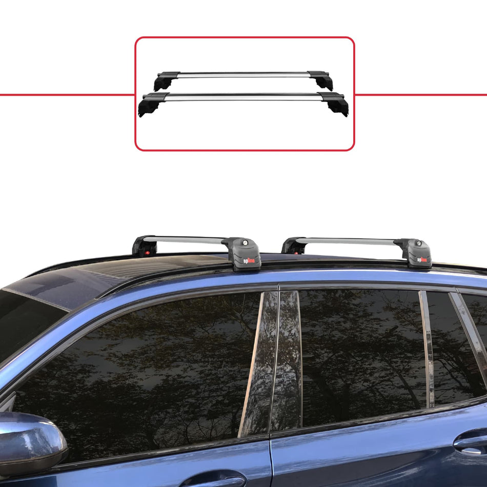 BMW X3 (G01) 2018-2024 ace2 Car Roof Rack Cross Bar Grey Aluminium 2 Bars