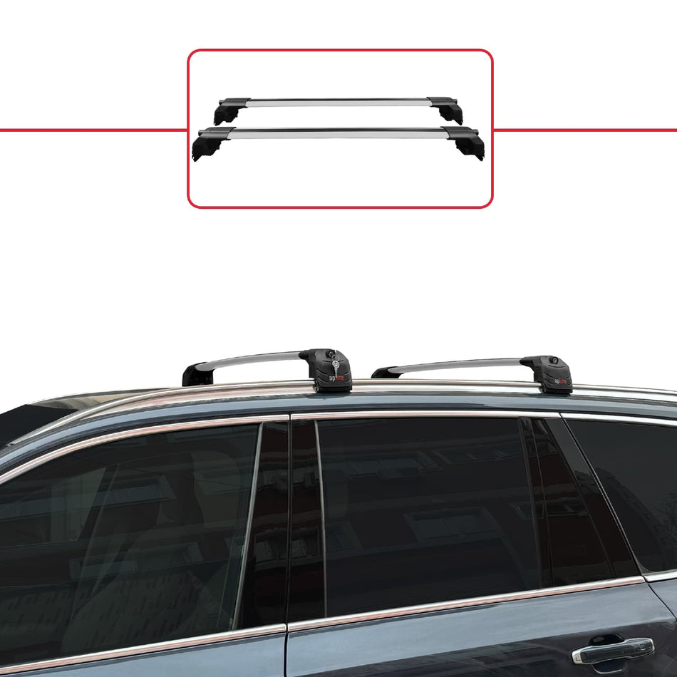 Volvo XC90 II 2015-2025 ace2 Car Roof Rack Cross Bar Grey Aluminium 2 Bars