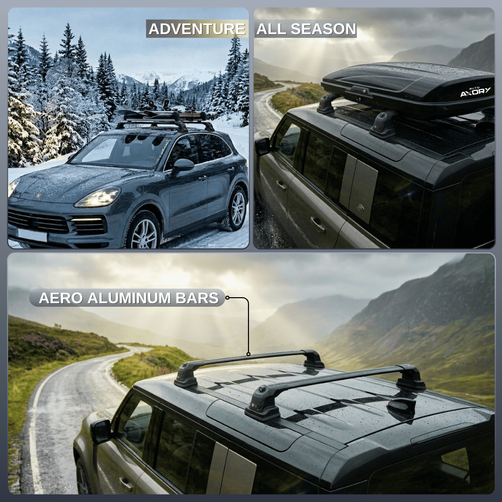 Roof Bars Compatible with Volkswagen Caravelle (T6) 2016-2022, Black, 2 Bars with Straps