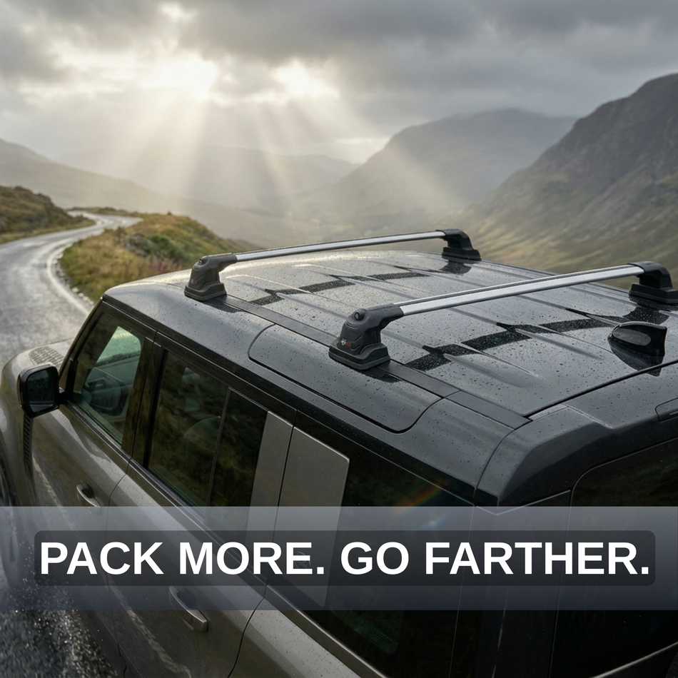 Roof Rack Cross Bars Compatible with Land Rover Range Rover Vogue (L322) 2002-2012, For Factory Fix-Points, Grey, 2 Bars with Two Tie Down Straps