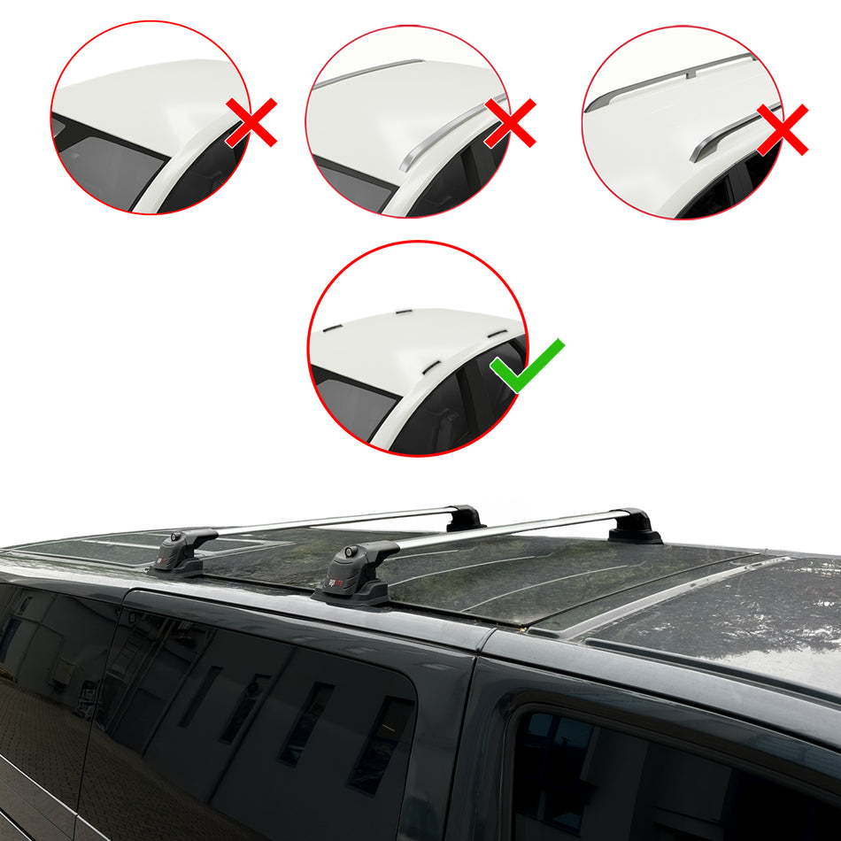 Volkswagen Shuttle (T6) 2016-2022 ace3 Car Roof Rack Cross Bar Grey Aluminium 2 Bars