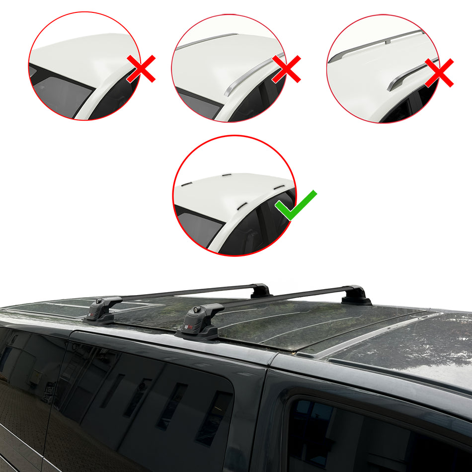 Volkswagen Caravelle (T6) 2016-2022 ace3 Car Roof Rack Cross Bar Black Aluminium 2 Bars