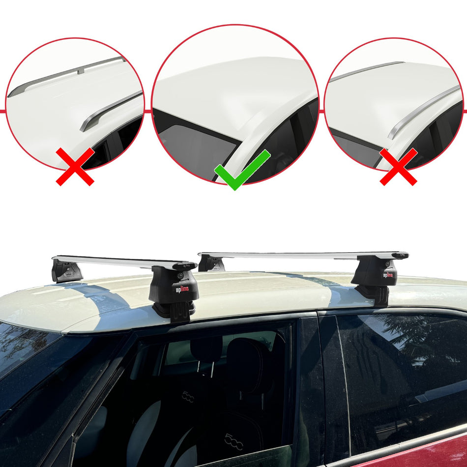 Fiat 500 L 2012-2017 ace4 Car Roof Rack Cross Bar Grey Aluminium 2 Bars