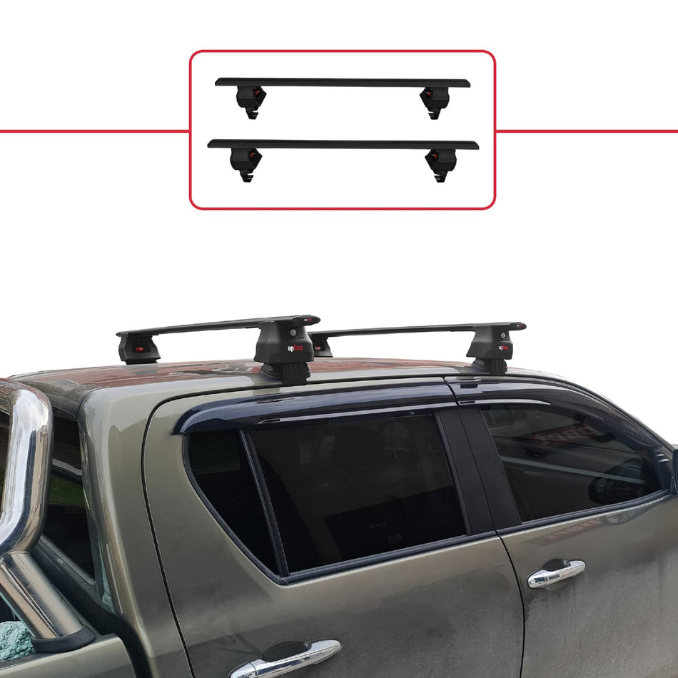 Toyota Hilux 8 (AN130) 2015-2025 ace4 Car Roof Rack Cross Bar Black Aluminium 2 Bars