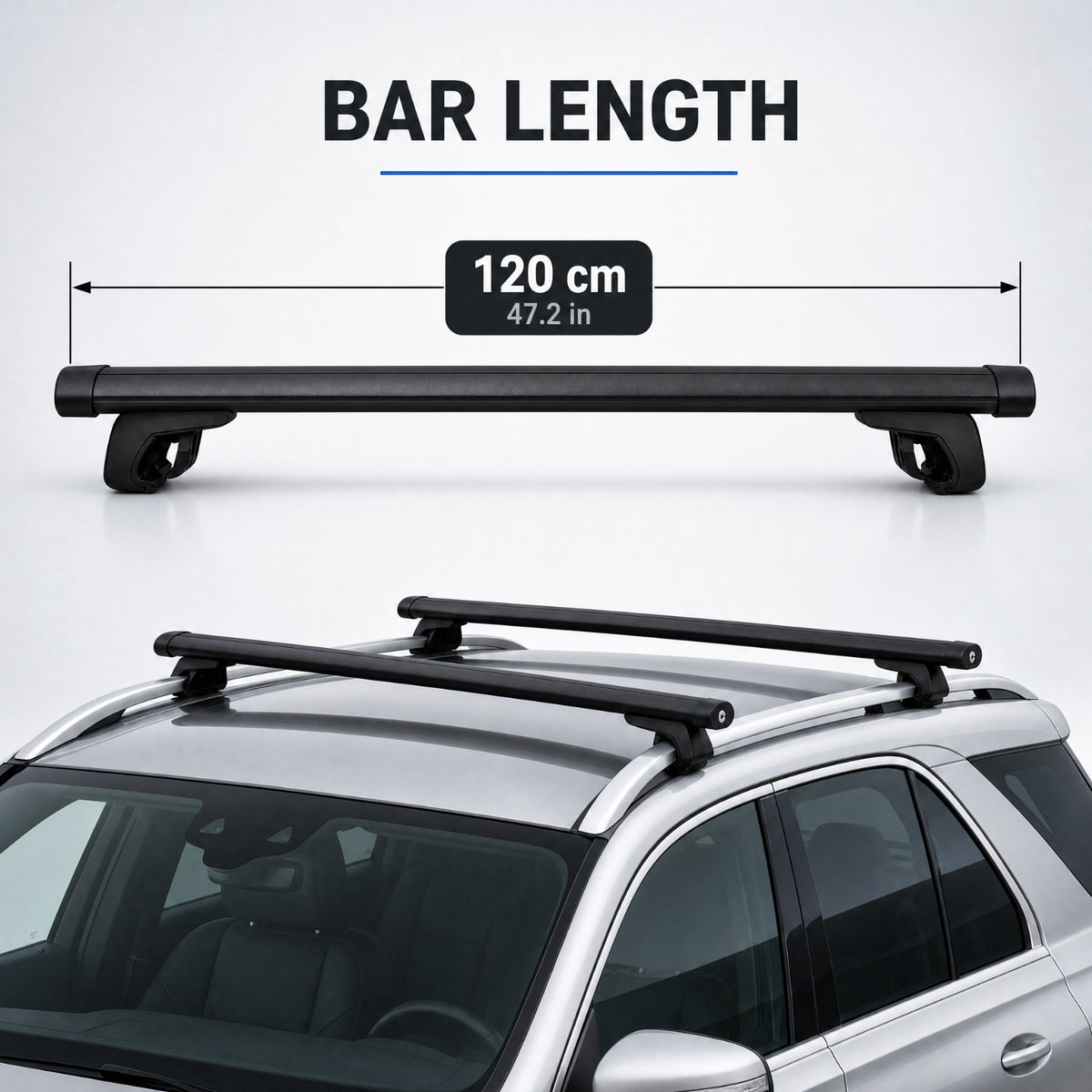 Roof Rack Bars Compatible with BMW X6 (E71) 2008-2014, Flush Rail Fit, Lockable Aluminium Cross Bars, Black, 2 Bars
