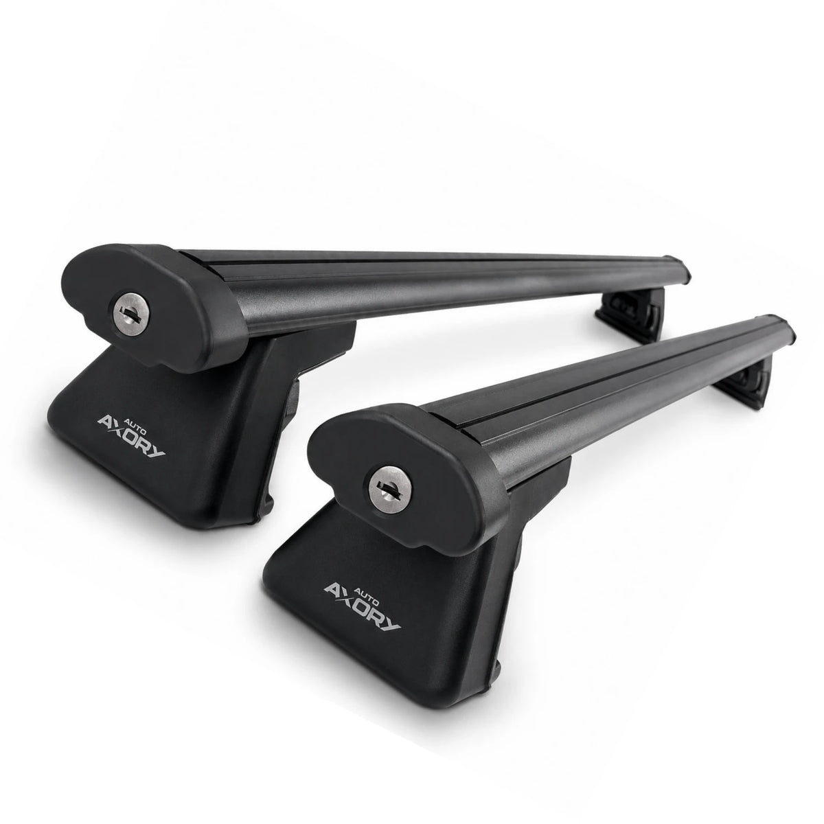 AXORY cross bar end caps with security locks and branded feet