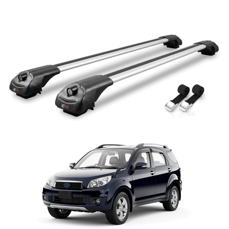 Roof Bars Compatible with Toyota Rush 2006-2017, Grey, 2 Bars with Straps.