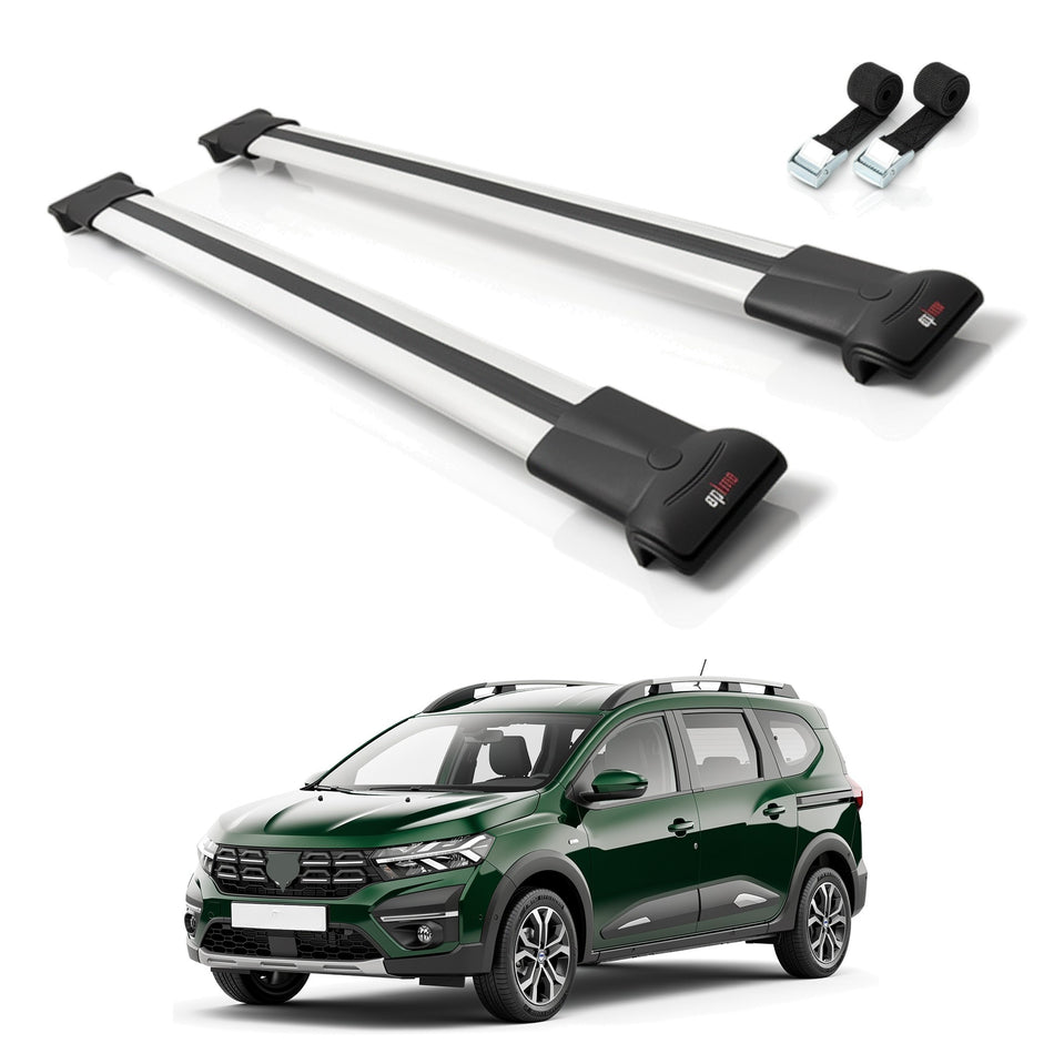 Roof Bars Compatible with Dacia Jogger 2021-2025, Grey, 2 Bars with Straps