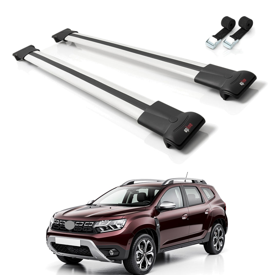 Roof Bars Compatible with Dacia Duster 3 (P1310) 2024-2025, Grey, 2 Bars with Straps