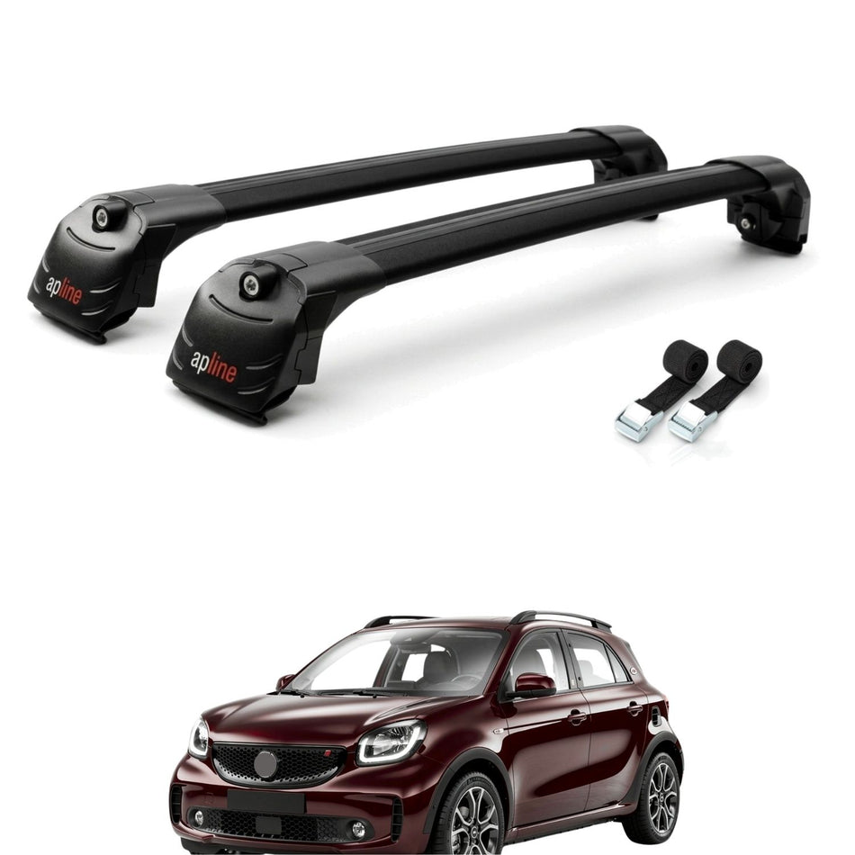 Roof Bars Compatible with Smart #1 2022-2025, Black, 2 Bars with Straps