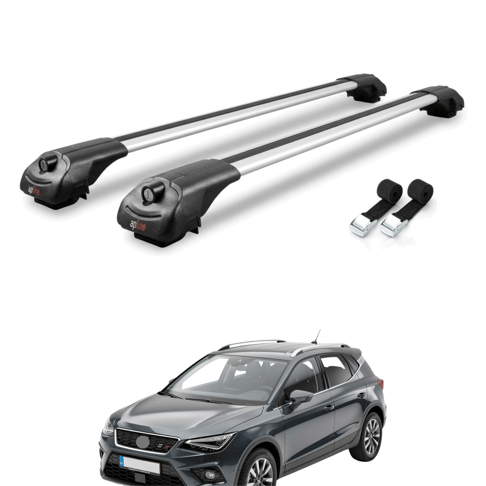 Roof Bars Compatible with Seat Arona (KJ7) 2017-2025, Grey, 2 Bars with Straps.