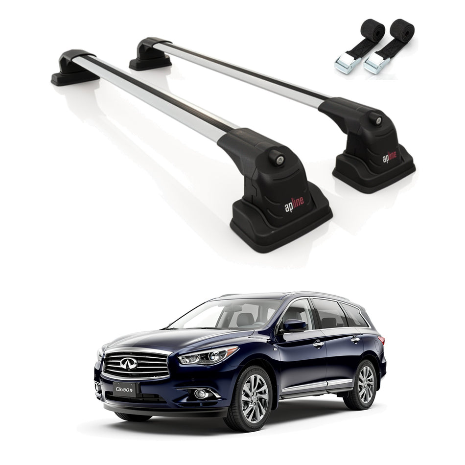 Roof Bars Compatible with Infiniti QX60 (L50) 2012-2021, Grey, 2 Bars with Straps