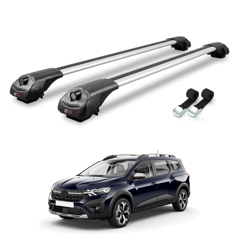 Roof Bars Compatible with Dacia Jogger 2021-2025, Grey, 2 Bars with Straps.